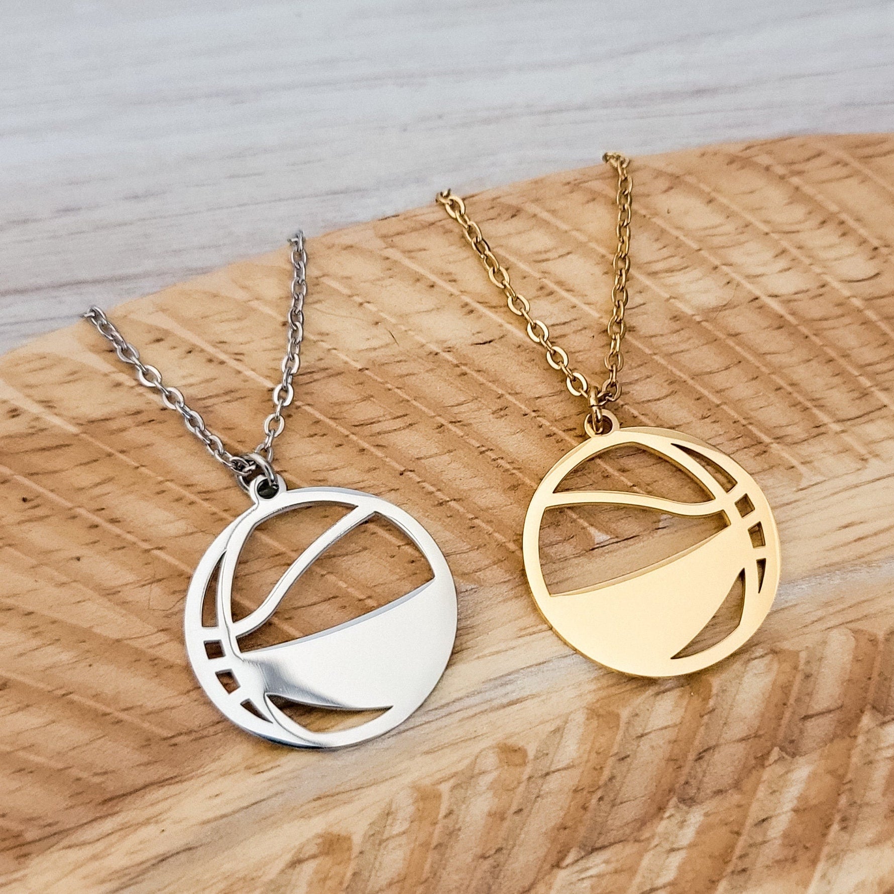 Basketball Necklace (Silver or Gold), 1 Total, Metal Blank 82 - 