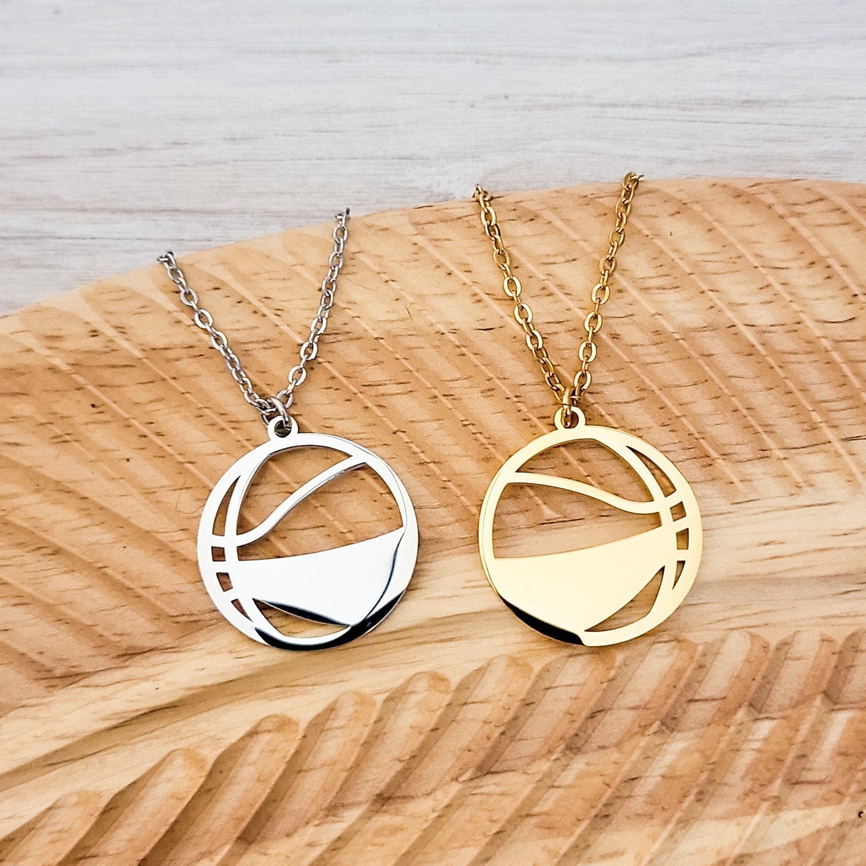 Basketball Necklace (Silver or Gold), 1 Total, Metal Blank 82 - 