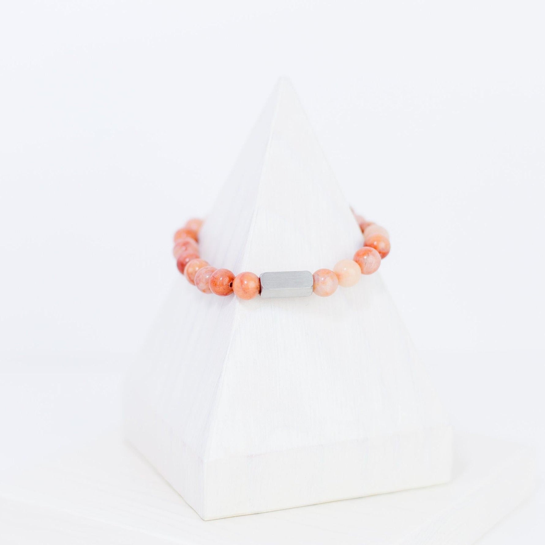Beaded Stone Bracelet (Choose Turquoise, White Howlite, Tiger Eye, Pink Aventurine, or Rhodonite), 1 Total, Metal Blank 48 - 