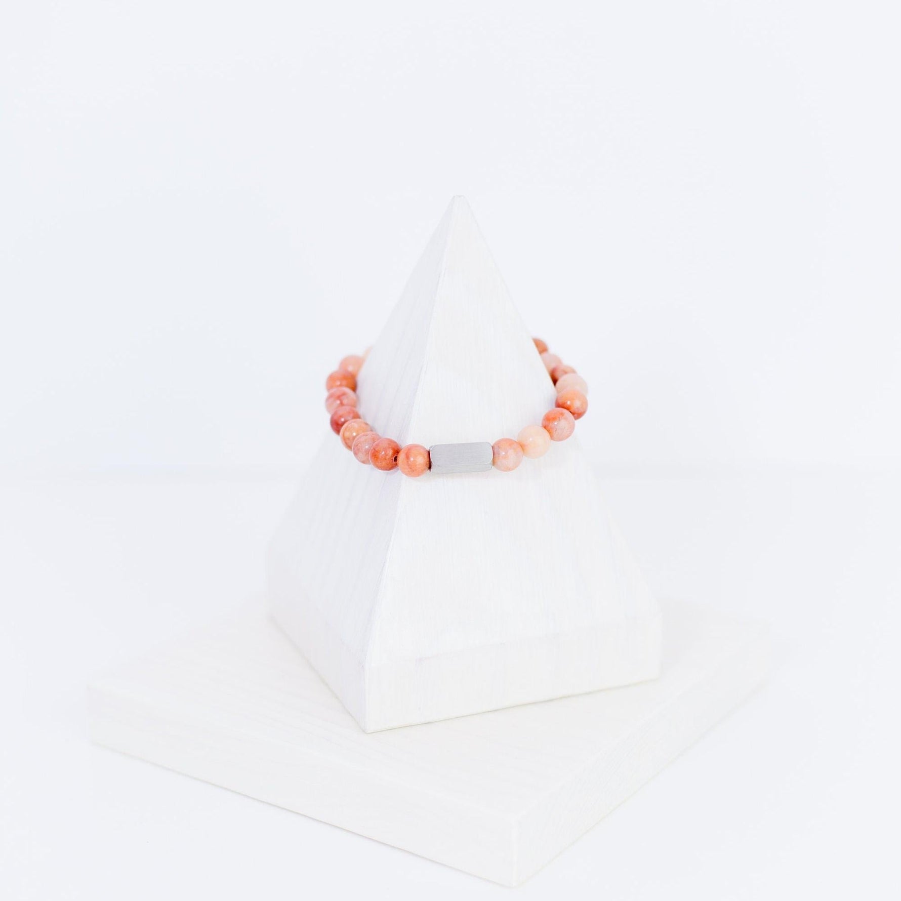 Beaded Stone Bracelet (Choose Turquoise, White Howlite, Tiger Eye, Pink Aventurine, or Rhodonite), 1 Total, Metal Blank 48 - 