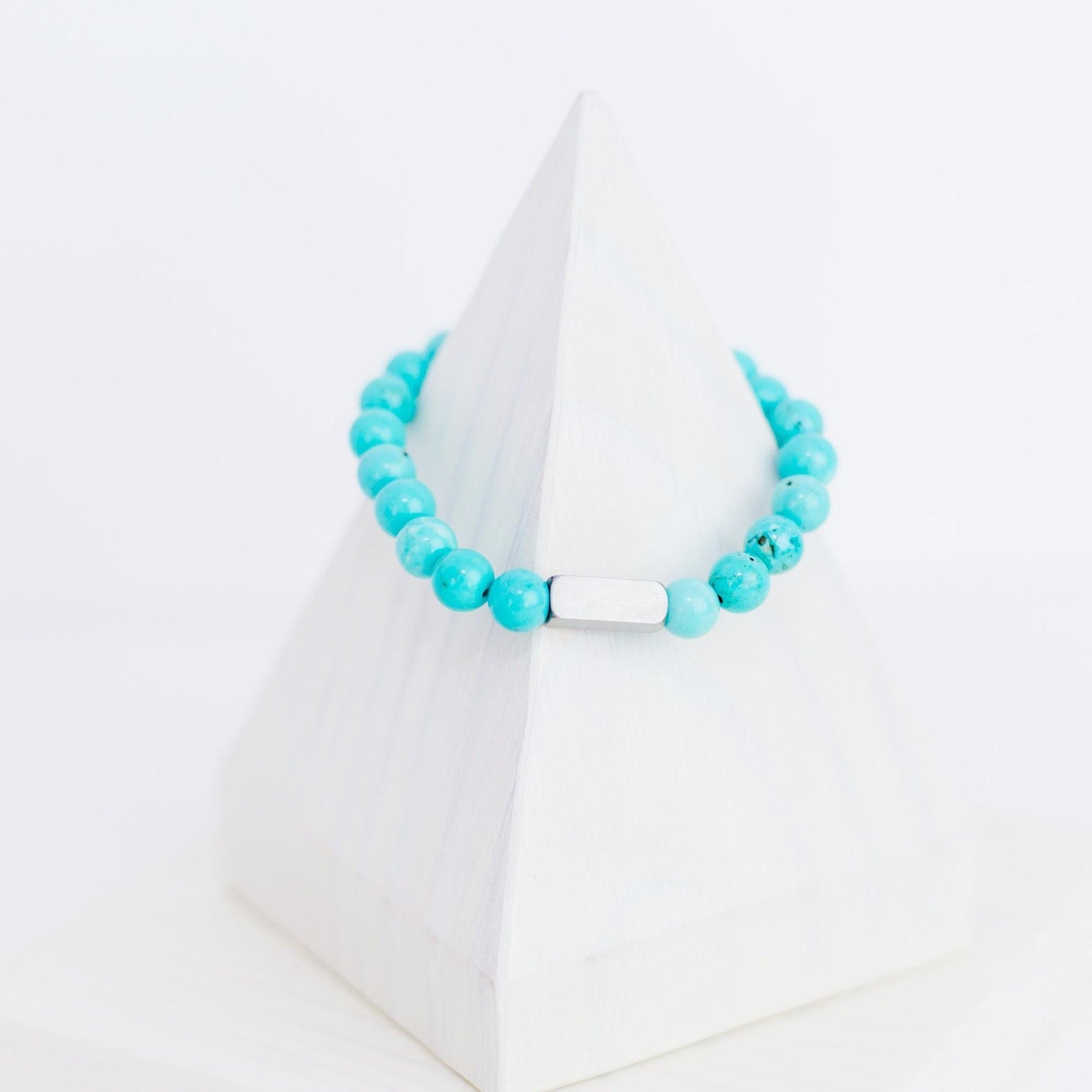 Beaded Stone Bracelet (Choose Turquoise, White Howlite, Tiger Eye, Pink Aventurine, or Rhodonite), 1 Total, Metal Blank 48 - 