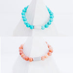 Beaded Stone Bracelet (Choose Turquoise, White Howlite, Tiger Eye, Pink Aventurine, or Rhodonite), 1 Total, Metal Blank 48 - 