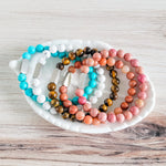 Beaded Stone Bracelet (Choose Turquoise, White Howlite, Tiger Eye, Pink Aventurine, or Rhodonite), 1 Total, Metal Blank 48 - 
