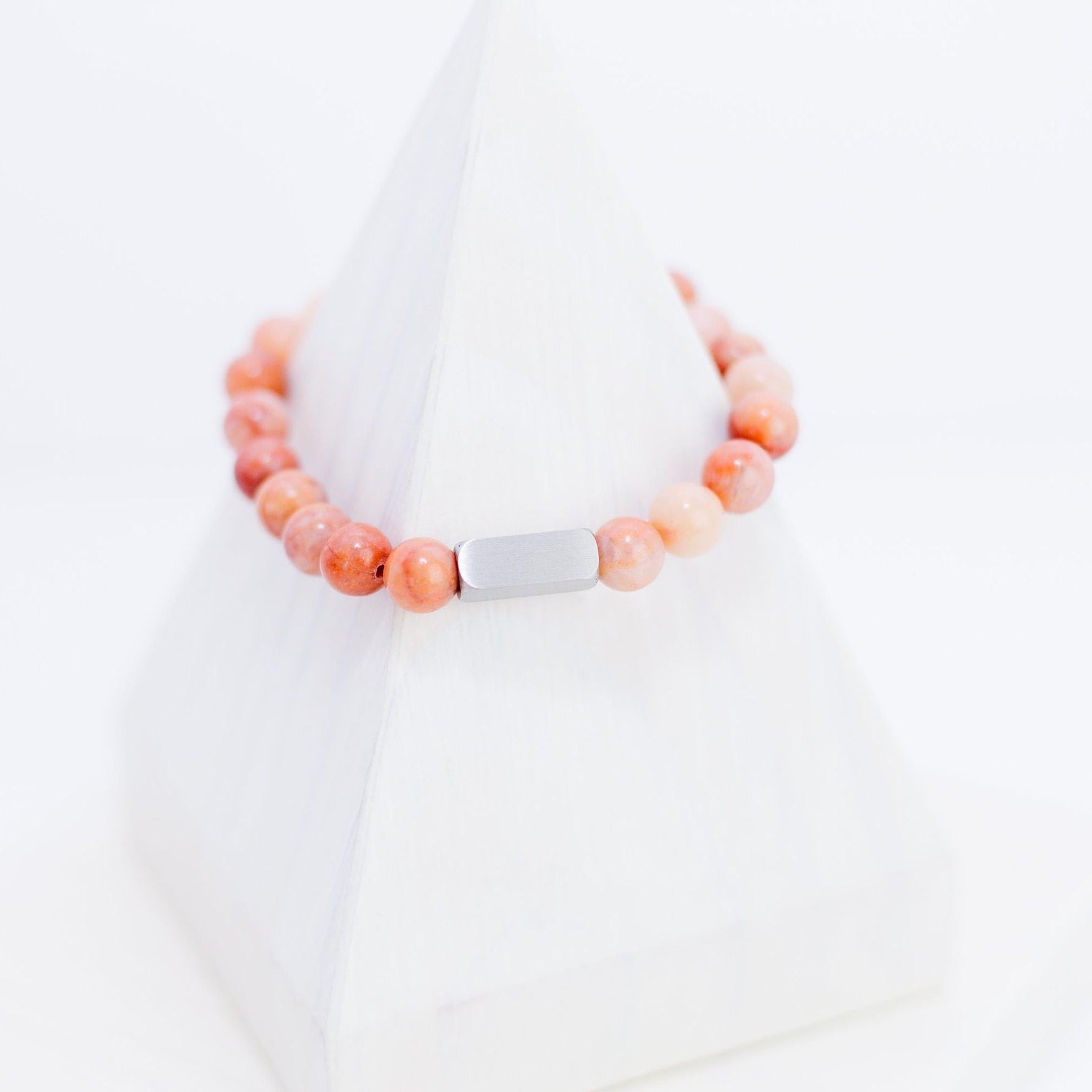 Beaded Stone Bracelet (Choose Turquoise, White Howlite, Tiger Eye, Pink Aventurine, or Rhodonite), 1 Total, Metal Blank 48 - 