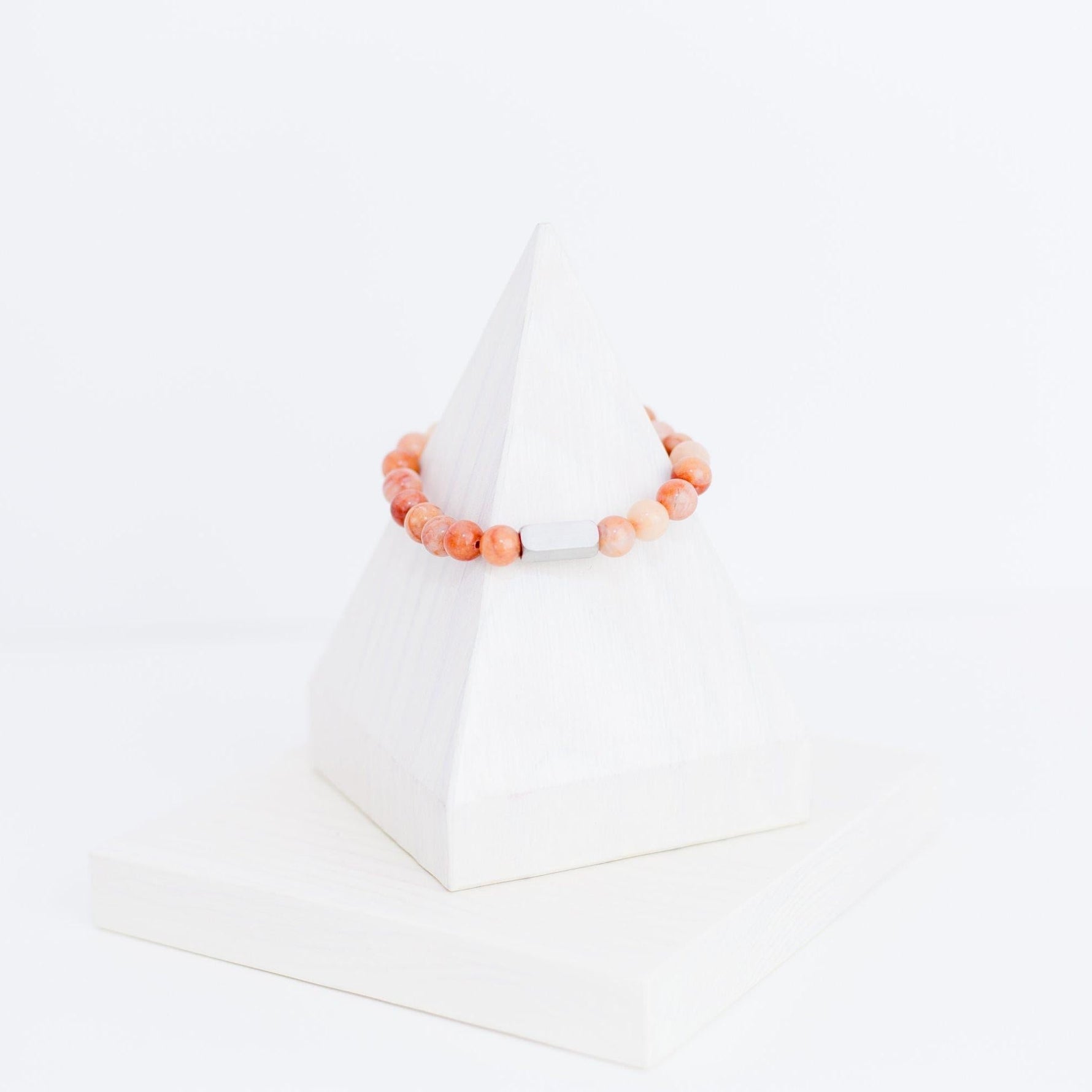 Beaded Stone Bracelet (Choose Turquoise, White Howlite, Tiger Eye, Pink Aventurine, or Rhodonite), 1 Total, Metal Blank 48 - 