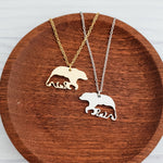Bear & Cub Necklace (Silver or Gold), 1 Total, Metal Blank 169 - 