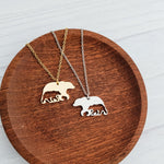 Bear & Cub Necklace (Silver or Gold), 1 Total, Metal Blank 169 - 