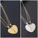 BFF Split Heart Necklace Set (Silver or Gold), 2 Total, Metal Blank 49 - 
