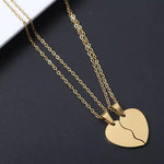 BFF Split Heart Necklace Set (Silver or Gold), 2 Total, Metal Blank 49 - 