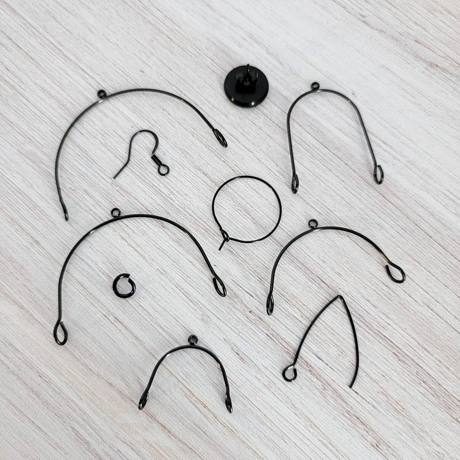 Black 15mm Round Wine Hoop Stainless Steel Ear Wires, 10 Pieces, Hoop 14 - 