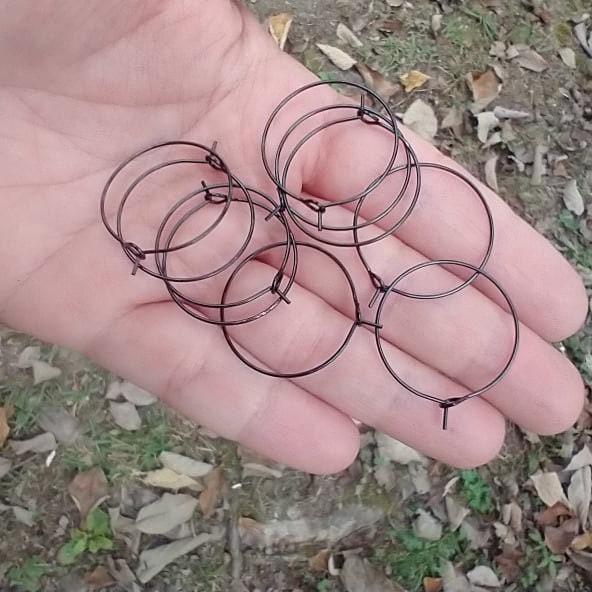Black 20mm Round Wine Hoop Stainless Steel Ear Wires, 10 Pieces, Hoop 17 - 