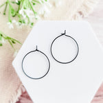 Black 25mm Round Wine Hoop Stainless Steel Ear Wires, 10 Pieces, Hoop 21 - 