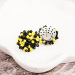 Black and Yellow Mix 15mm Small Seed Bead Topper, 1 Pair, Seed Bead 45 - 