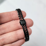 Black Braided Chain With Rectangle Charm Men's Bracelet, 1 Total, Metal Blank 186 - 
