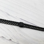 Black Braided Chain With Rectangle Charm Men's Bracelet, 1 Total, Metal Blank 186 - 