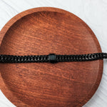Black Braided Chain With Rectangle Charm Men's Bracelet, 1 Total, Metal Blank 186 - 