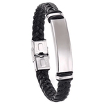 Black Braided Cord Men's Bracelet, 1 Total, Metal Blank 126 - 