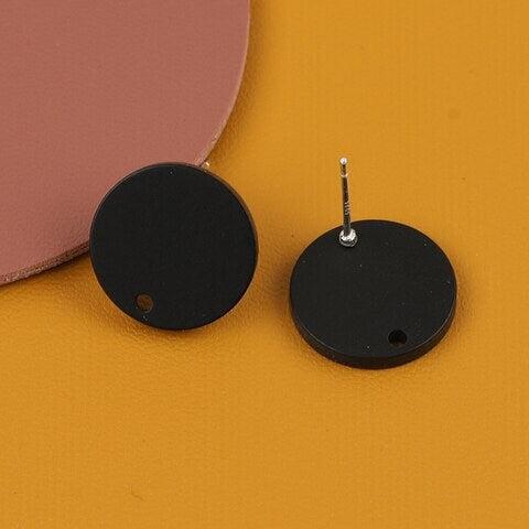 Black Circle Matte Acrylic Stud Earring Findings (16mm), 10 Pieces, Acrylic Stud 11 - 