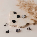 Black Flat Round Stud Findings with Holes, 10 Pieces, Stud 38 - 