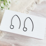 Black Large Loop V Ear Wires (5mm Surgical Stainless Steel Marquise Hooks), 20 Pieces, Earring Hook 60 - 