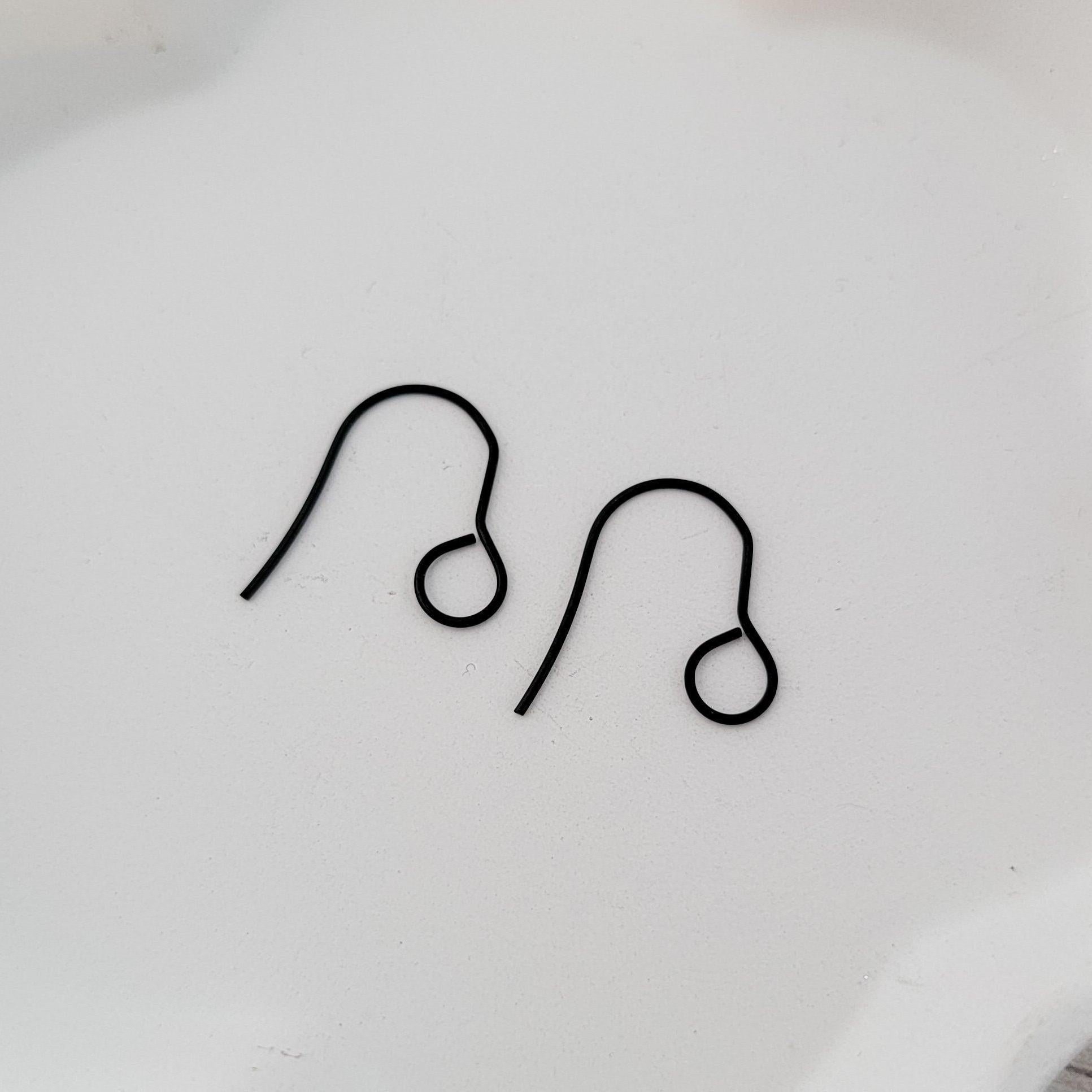 Black Signature Large Loop Stainless Steel Ear Wires (5mm), 20 Pieces, Earring Hook 14 - 