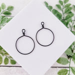Black Stainless Steel Round Fringe Hoop, 2 Pieces, Connector 66 - 