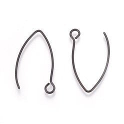 Black Stainless Steel V Ear Wires 2.5mm Hole, 20 Pieces, Earring Hook 41 - 