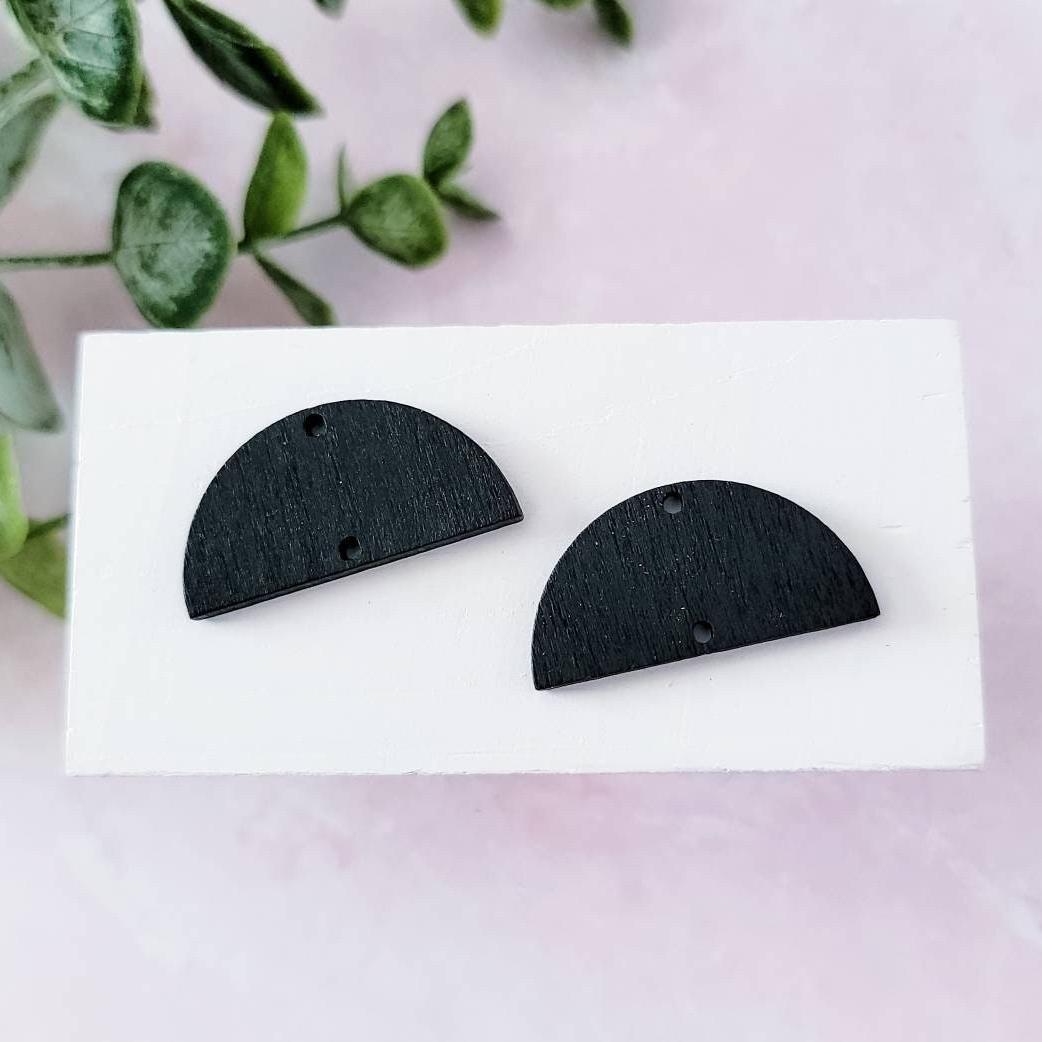 Black Wooden Semicircle Connectors, 10 Pieces, Wood 45 - 