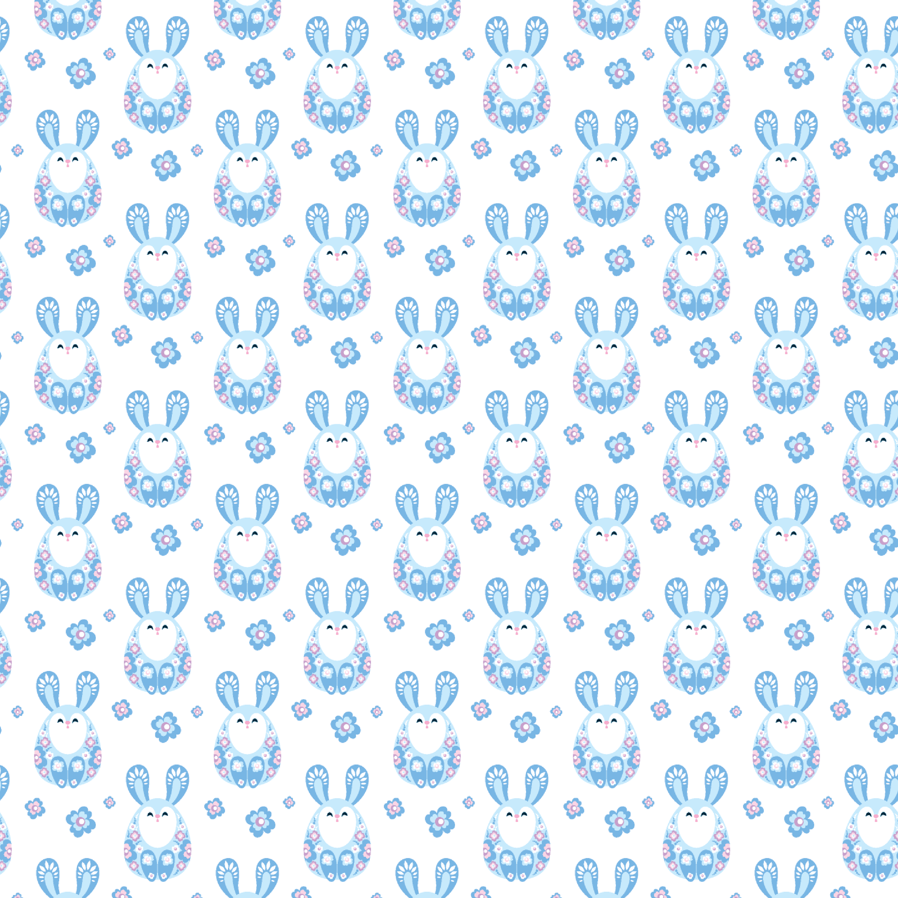 Blue Floral Rabbit Pattern Acrylic Sheets - CMB Pattern Acrylic