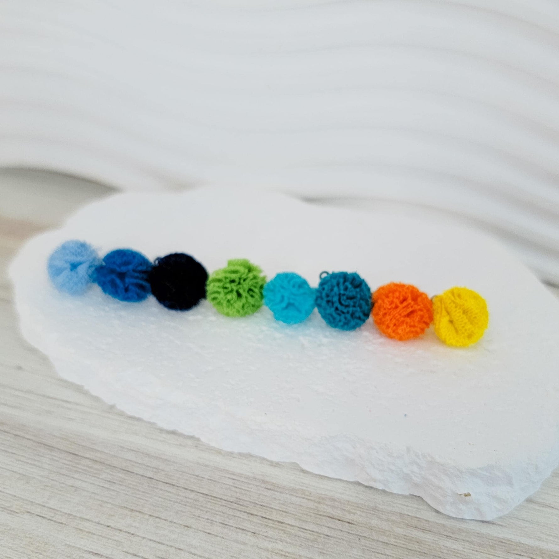 Blue, Green, Orange, & Yellow 12mm Lace Stud Topper (Choice of Color), 3 Pairs, Stud 141 - 148 - 