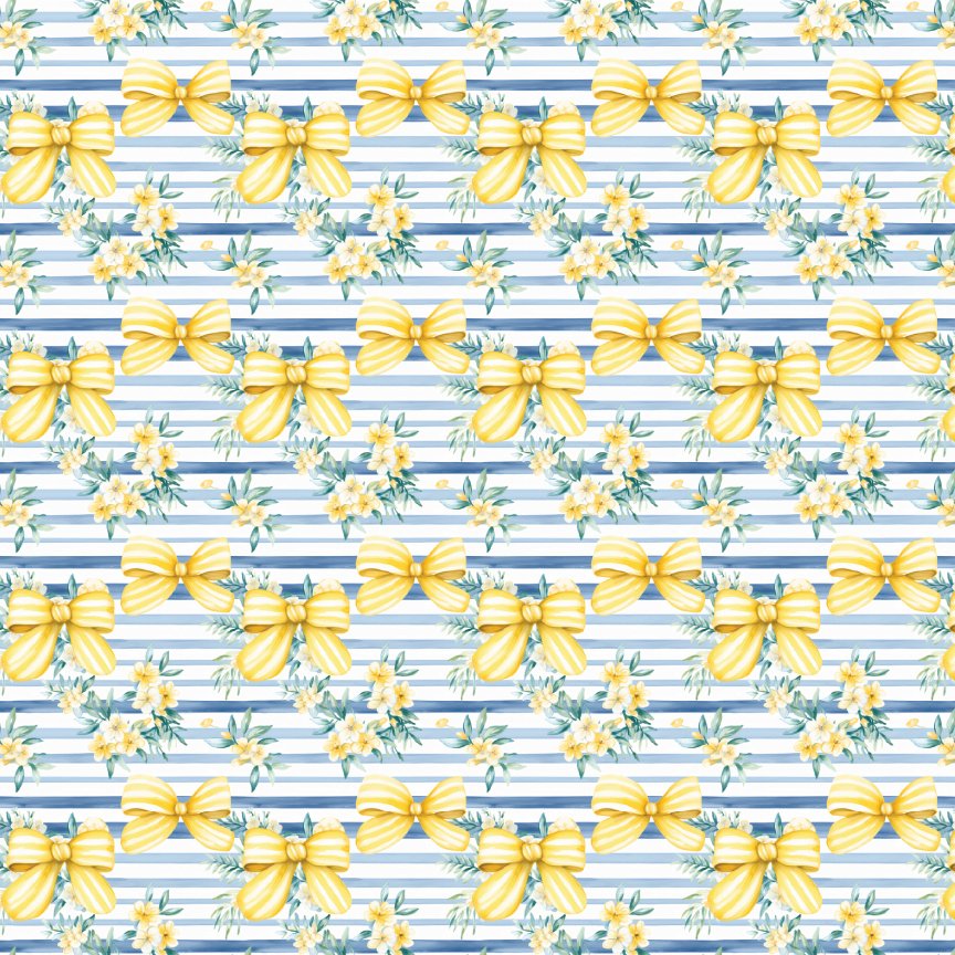 Blue & Yellow Stripes & Bows Pattern Acrylic Sheets - CMB Pattern Acrylic
