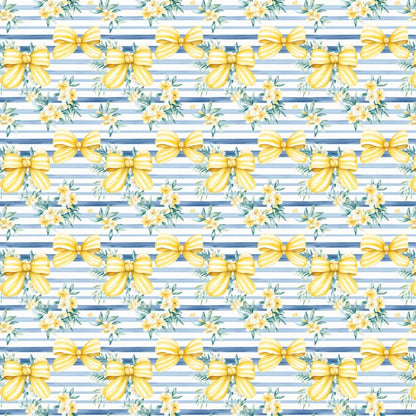 Blue & Yellow Stripes & Bows Pattern Acrylic Sheets - CMB Pattern Acrylic