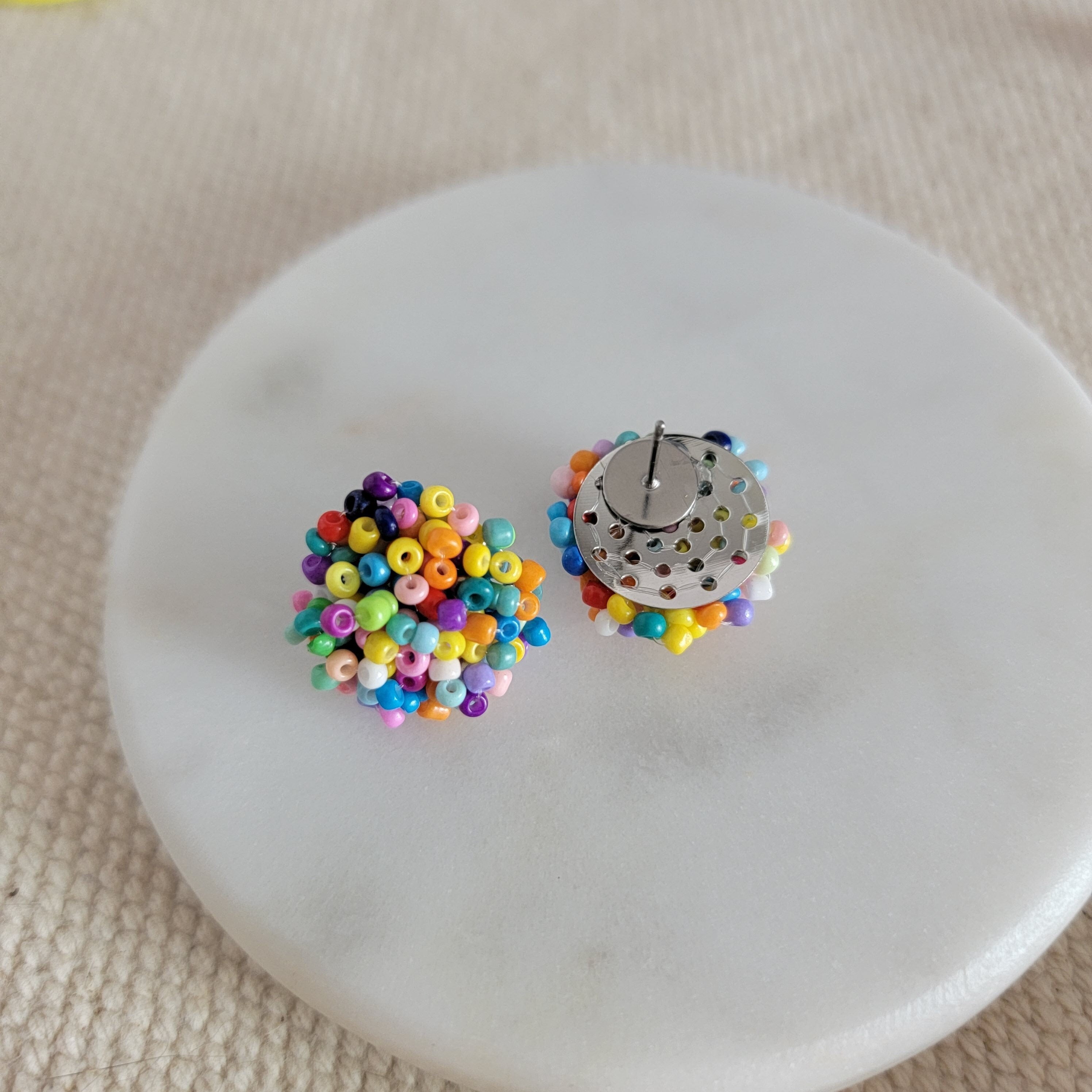 Bold Rainbow 15mm Small Seed Bead Topper, 1 Pair, Seed Bead 74 - 