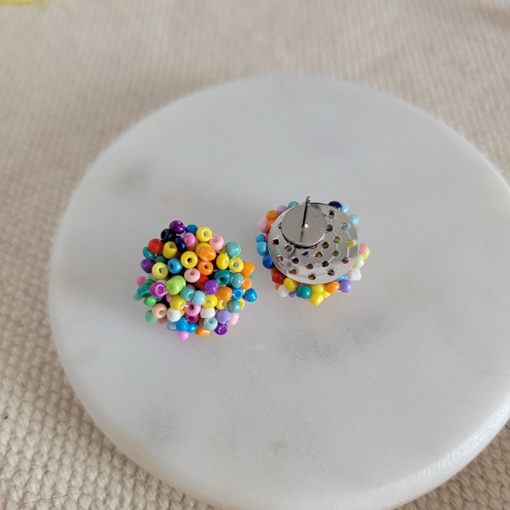 Bold Rainbow 15mm Small Seed Bead Topper, 1 Pair, Seed Bead 74 - 