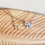 Bow Pendant Necklace (Silver or Gold), 1 Total, Metal Blank 108 - 