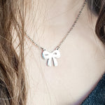 Bow Pendant Necklace (Silver or Gold), 1 Total, Metal Blank 108 - 