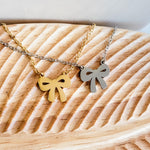 Bow Pendant Necklace (Silver or Gold), 1 Total, Metal Blank 108 - 