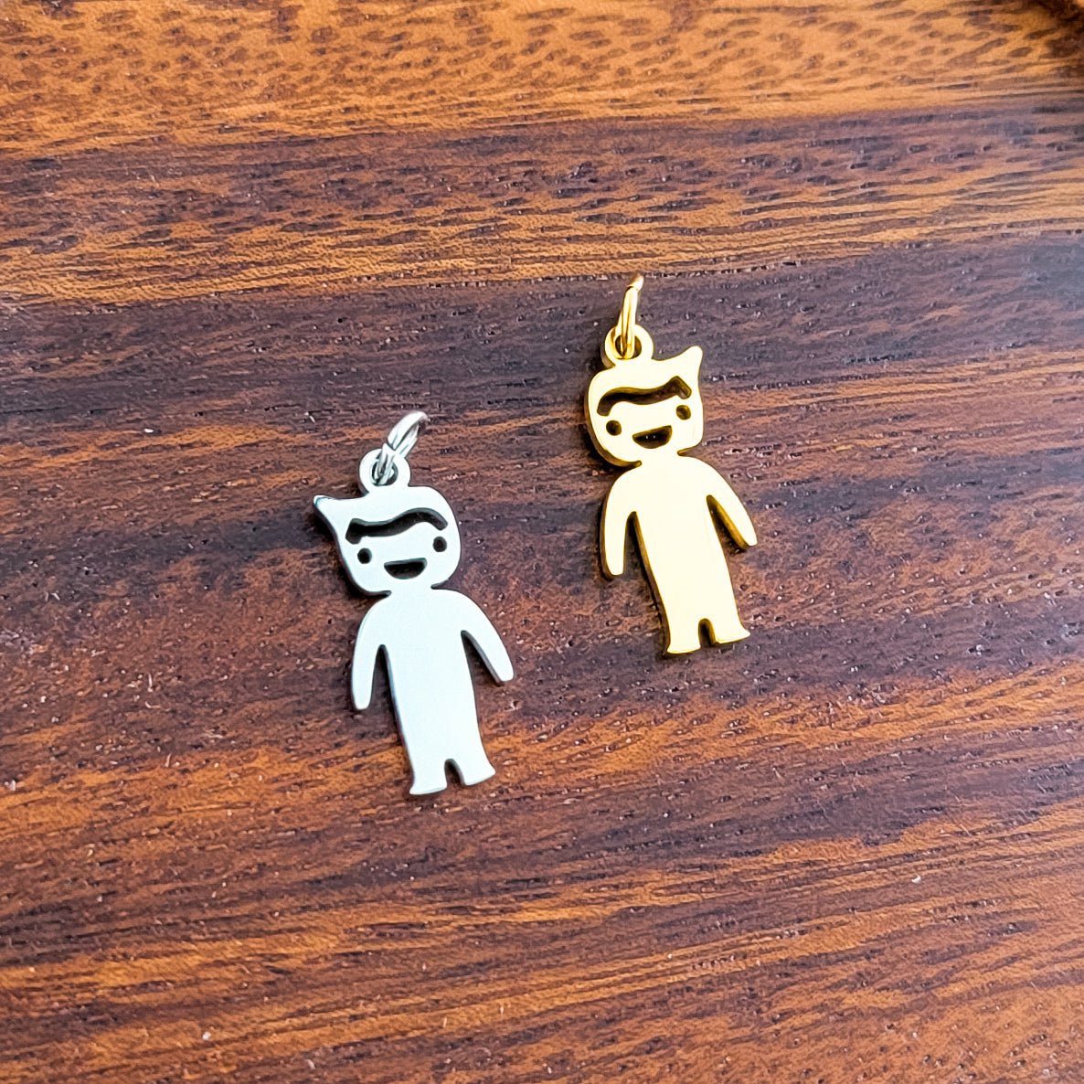 Boy Charms with Attached Jump Rings (Silver or Gold), 5 Total, Metal Blank 146 - 