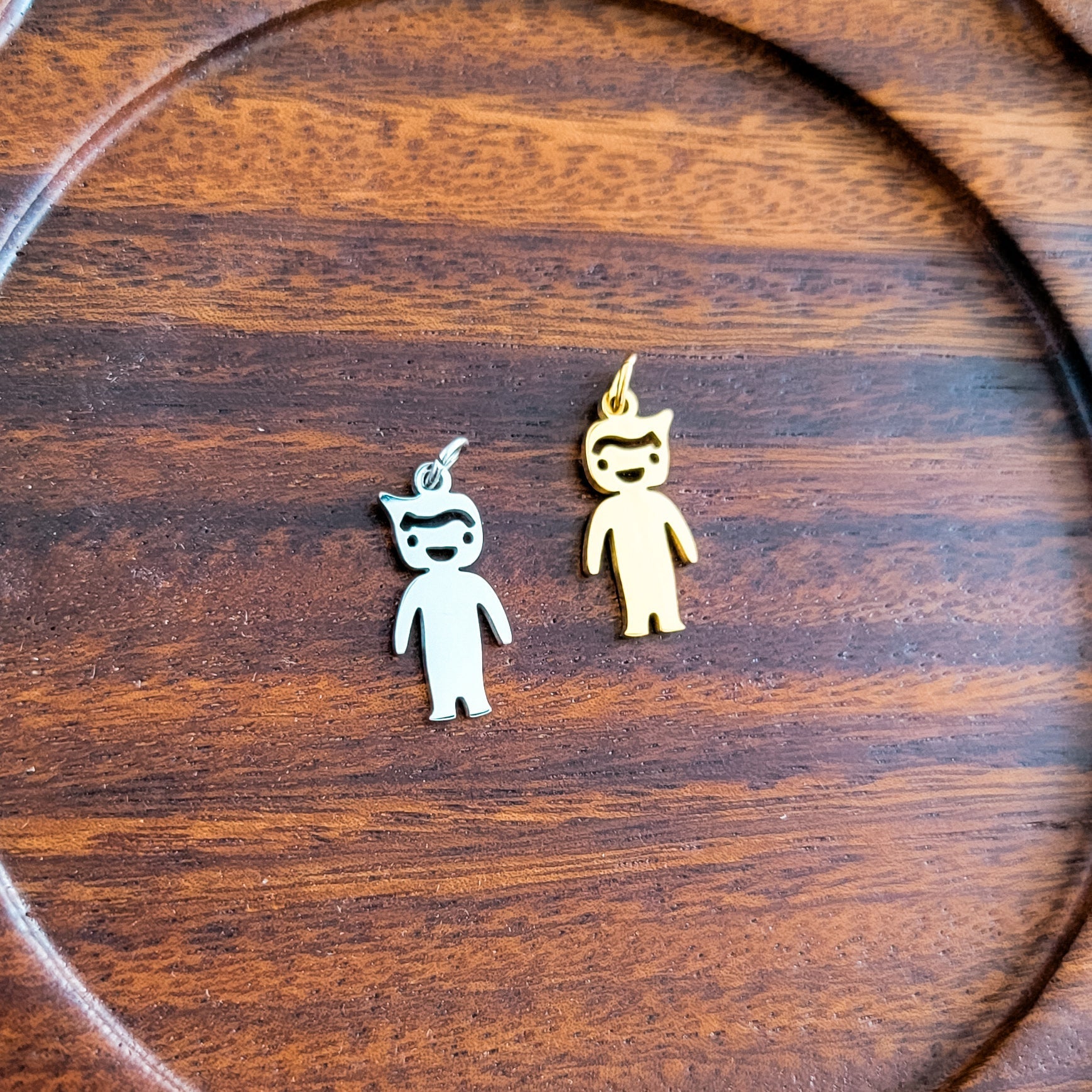 Boy Charms with Attached Jump Rings (Silver or Gold), 5 Total, Metal Blank 146 - 