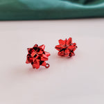 Bright Red Gift Box Stainless Steel Bow Stud Connector, 1 Pair, Bow 24 - 