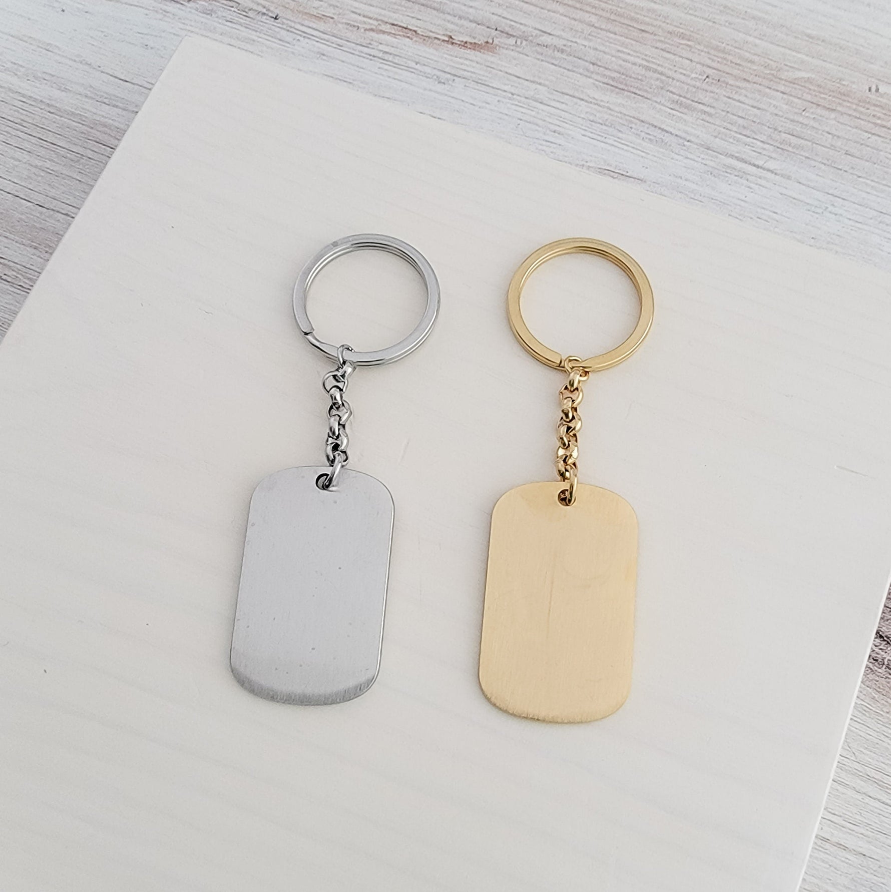 Brushed Rounded Rectangle Pendant Keychain (Silver or Gold), 1 Total, Metal Blank 19 - 