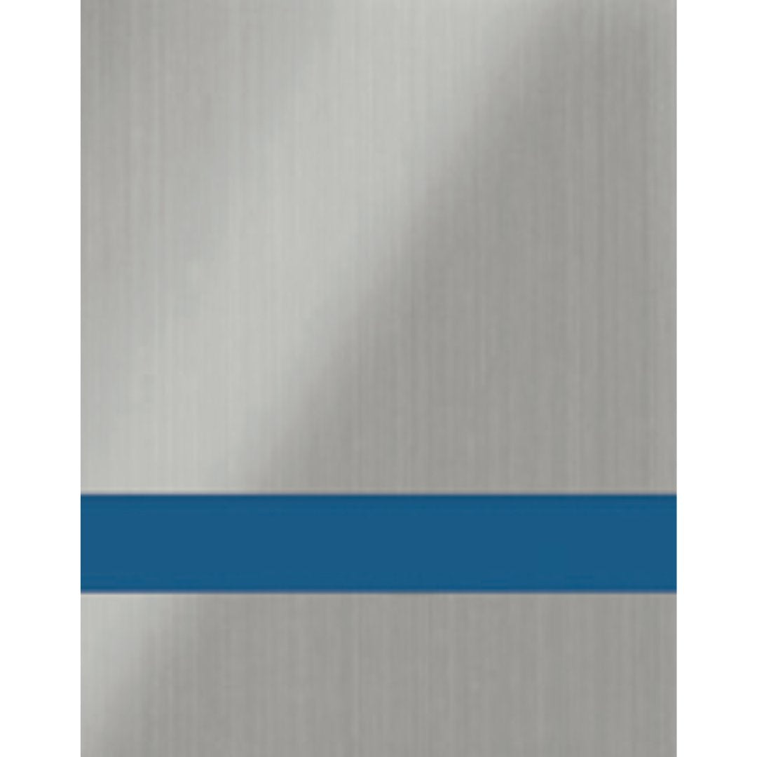 Brushed Stainless Steel Engraves Blue Laser XT Two Tone Acrylic | Two Tone Acrylic Sheet | CMB Acrylic