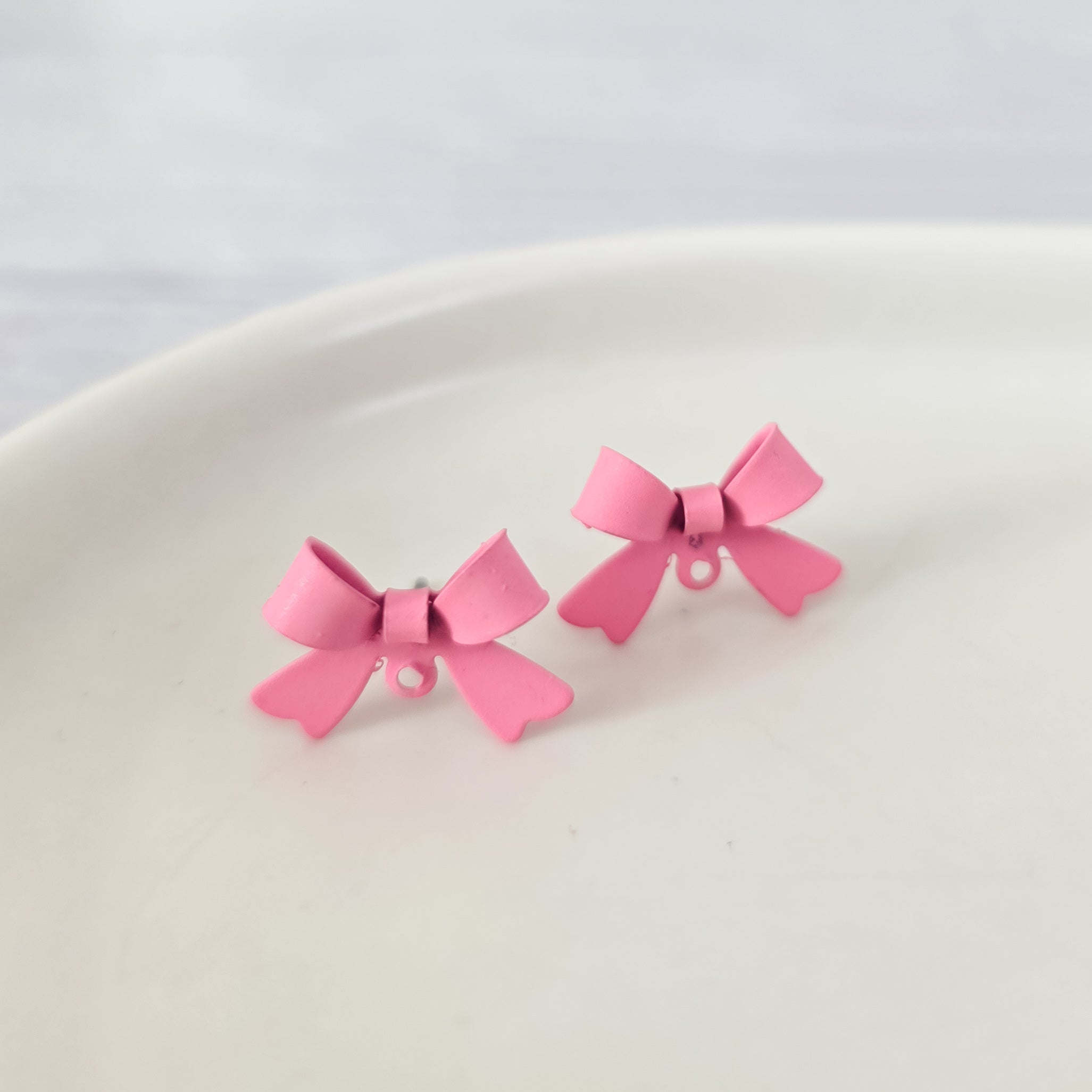 Bubblegum Pink Stainless Steel Bow Stud Connector, 10 Pieces, Bow 5 - 