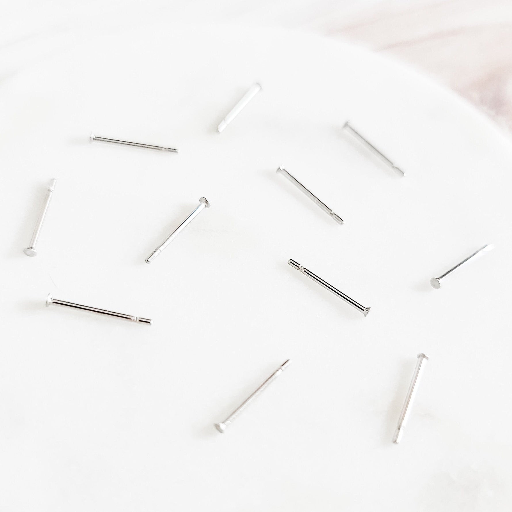 Bulk 1.5mm Silver Stainless Steel Regular Flat Pad Earring Posts, 100 Pieces, Stud 48 - 
