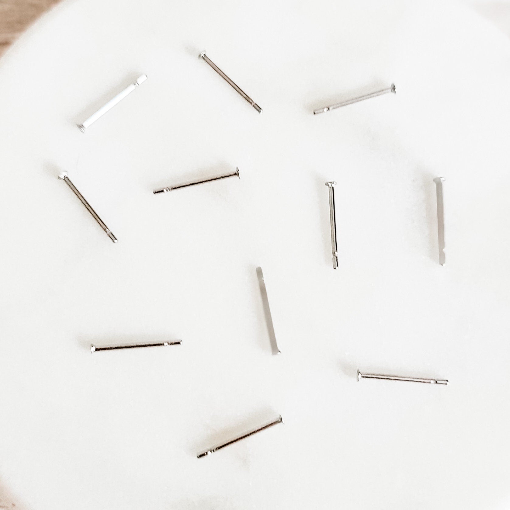 Bulk 1.5mm Silver Stainless Steel Regular Flat Pad Earring Posts, 100 Pieces, Stud 48 - 