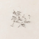 Bulk 2mm Silver Stainless Steel Regular Flat Pad Earring Posts, 100 Pieces, Stud 58 - 