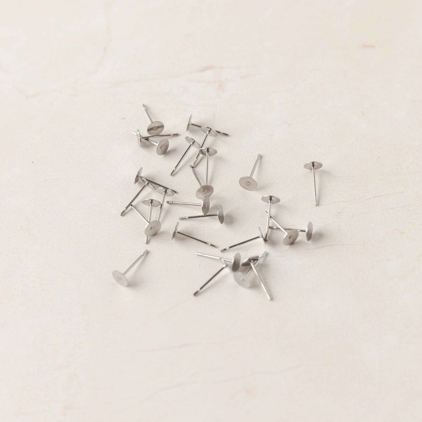 Bulk 2mm Silver Stainless Steel Regular Flat Pad Earring Posts, 100 Pieces, Stud 58 - 
