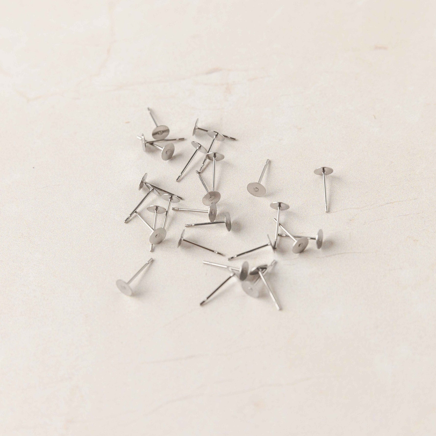 Bulk 5mm Silver Stainless Steel Regular Flat Pad Earring Posts, 100 Pieces, Stud 49 - 