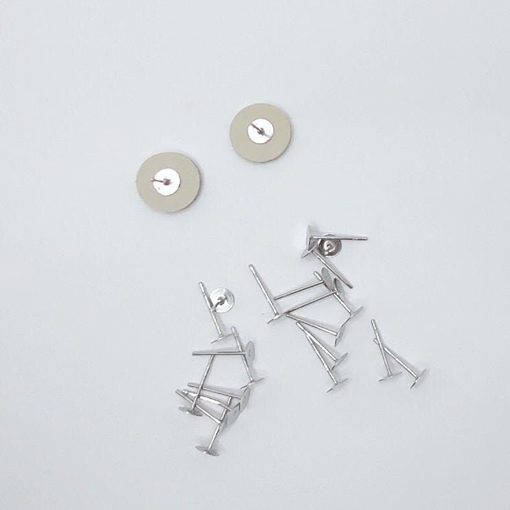 Bulk 6mm Silver Stainless Steel Regular Flat Pad Earring Posts, 100 Pieces, Stud 50 - 