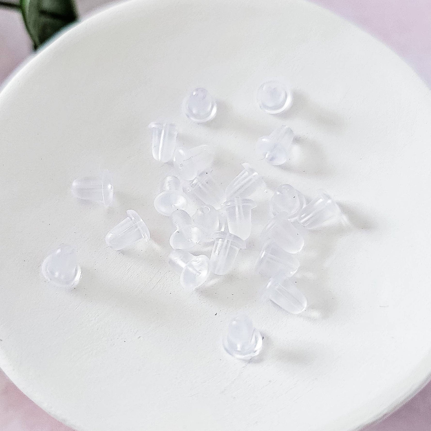 Bulk Bullet Style 6x5mm Clear Silicone Earring Backs, 200 Pieces, Back 1 - 